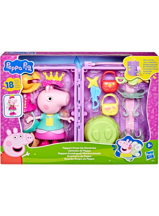 Peppa Pig Store & Go Peppa's Dress-Up Wardrobe Playset (15.24 cm, 18 Pieces, Pink) - Image 1